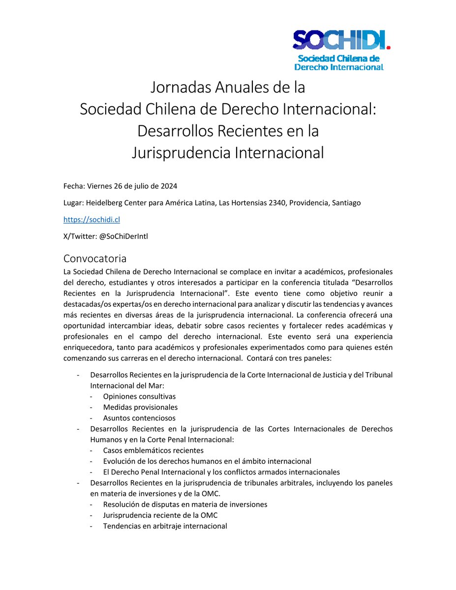 Sociedad Chilena de Derecho Internacional tweet media