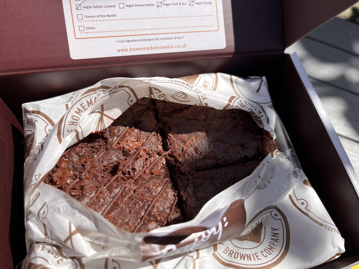 What could be better than a cup of <a href="/YorkshireTea/">Yorkshire Tea</a> and a scrummy #vegan brownie in the sunshine?! Huge Thanks to those Lovelies at #thehomemadebrowniecompany &amp; <a href="/joyofenjoy/">Enjoy!</a> for my fabulous prize. These #brownies are to die for!! 💖 #VeganDiva #chocolate #veganchocolate #veganfamily