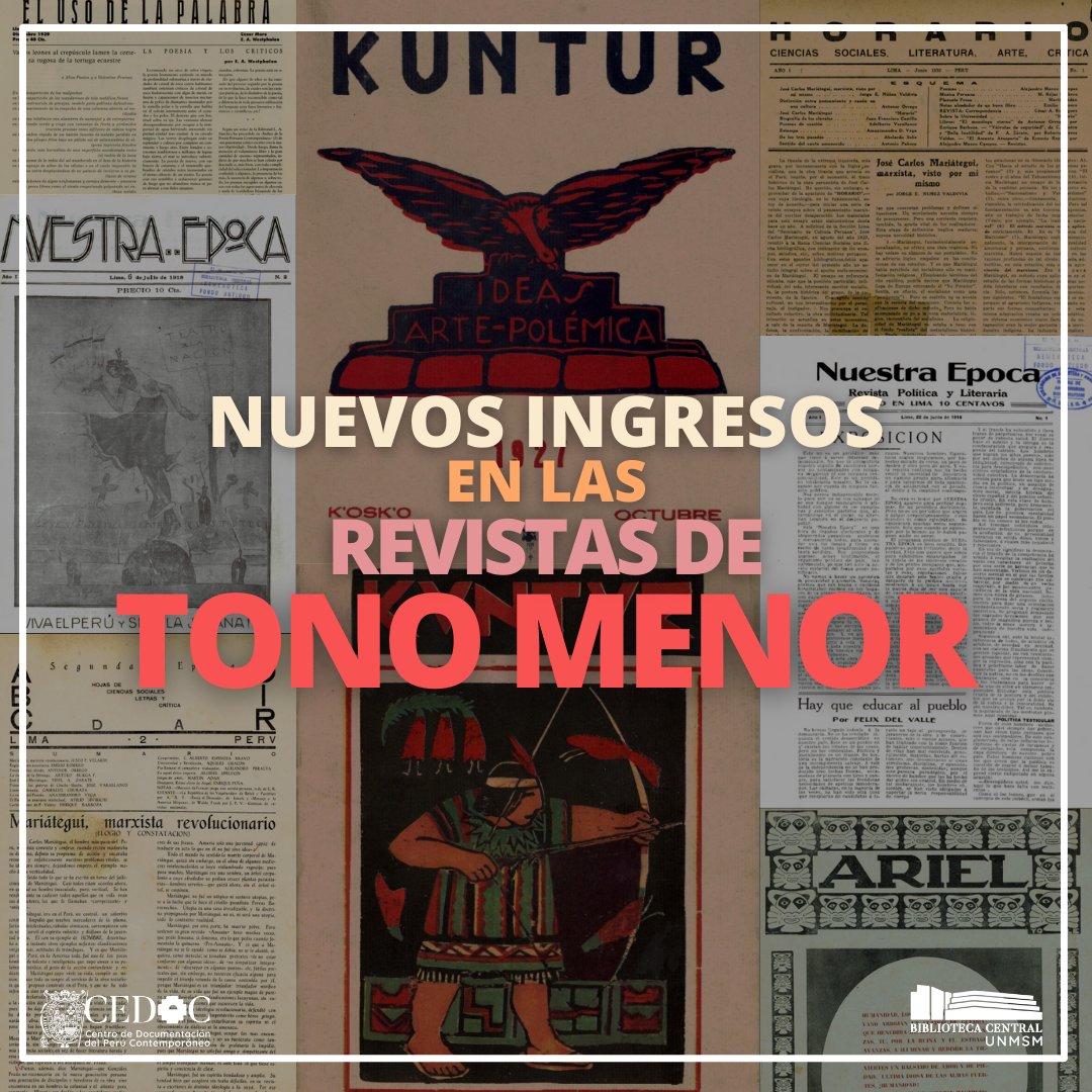 🎉[Nuevo Material] Incorporamos a nuestro archivo digital la revista indigenista Kuntur (1927) y la revista Nuestra Época (1918). 

💻Ingresa a nuestra página
cedoc.sisbib.unmsm.edu.pe/biblioteca-dig…