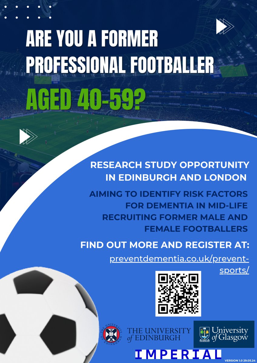 Good luck to <a href="/EnglandFootball/">England Football</a> team today for their 2nd match of #EURO2024  
Any #fans who are former professional #football players or know any former players interested in helping with #dementia #research please get in touch: preventdementia.co.uk/prevent-sports/
<a href="/FA/">The FA</a> <a href="/FIFAcom/">FIFA</a> <a href="/Lionesses/">Lionesses</a>