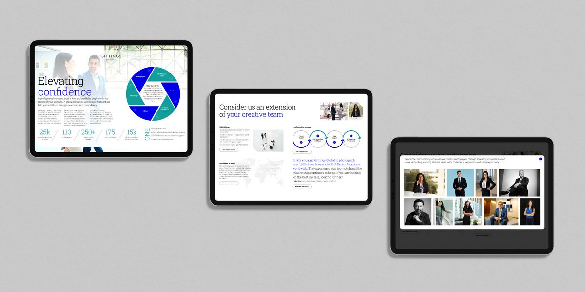 When your client is a creative artist, visuals are paramount. To promote photography powerhouse Gittings Global's “Elevating Confidence” campaign, we created a digital toolkit that puts the visual experience front and center: righthat.com/work/gittings-…