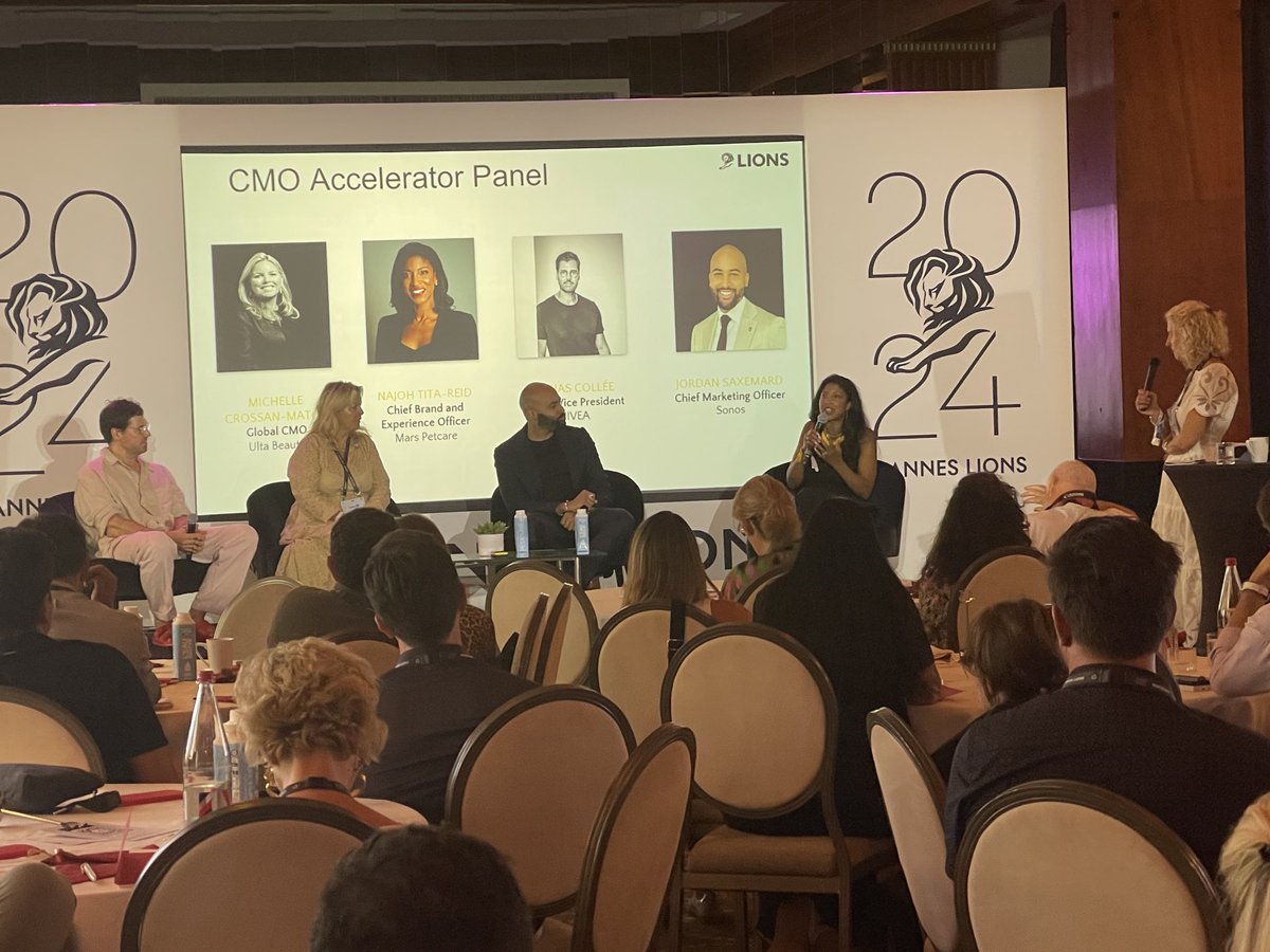 Jim Stengel (@jimstengel) on Twitter photo Wrapping up Day 1 of The CMO Accelerator <a href="/Cannes_Lions/">LIONS | The Home of Creativity</a> with four amazing CMOs Michelle Crossan-Matos <a href="/ultabeauty/">Ulta Beauty</a> Najoh Tita-Reid <a href="/MarsPetcareUS/">Mars Petcare US</a> Tobias Collee <a href="/my_nivea/">NIVEA MY</a> Jordan Saxemard <a href="/Sonos/">Sonos</a> #CannesLions2024 Wrapping up Day 1 of The CMO Accelerator <a href="/Cannes_Lions/">LIONS | The Home of Creativity</a> with four amazing CMOs Michelle Crossan-Matos <a href="/ultabeauty/">Ulta Beauty</a> Najoh Tita-Reid <a href="/MarsPetcareUS/">Mars Petcare US</a> Tobias Collee <a href="/my_nivea/">NIVEA MY</a> Jordan Saxemard <a href="/Sonos/">Sonos</a> #CannesLions2024