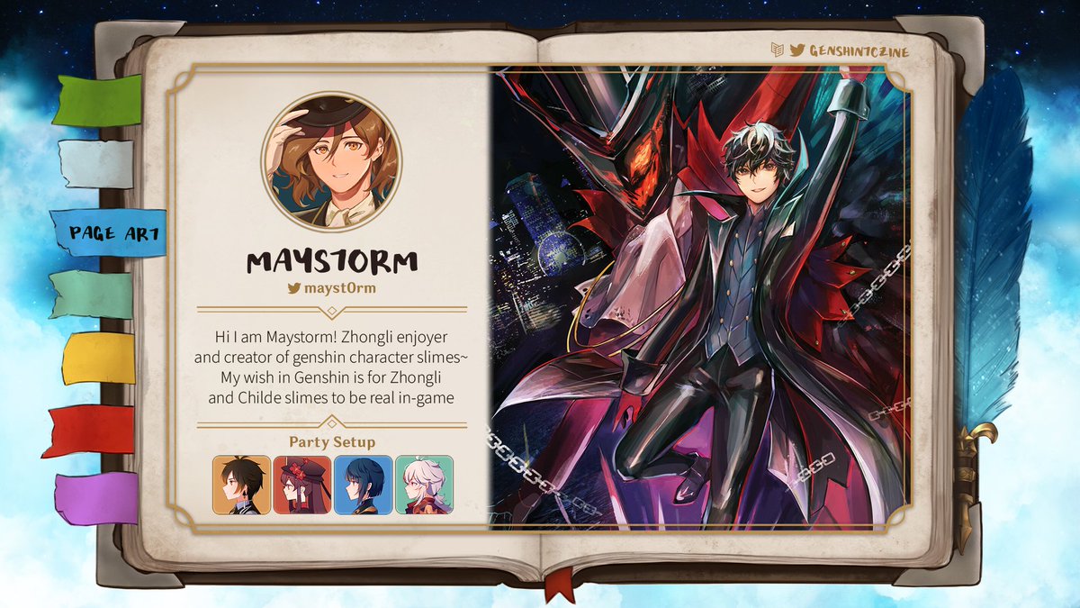 GenshinTCZine's tweet photo. ⚔️CONTRIBUTOR SPOTLIGHT⚔️

Now welcoming our page artist @mayst0rm! We're so happy to have them join us even though slimes are our enemies in the Abyss 😣

#Genshin #GenshinImpact https://t.co/ImB0TvtXOO