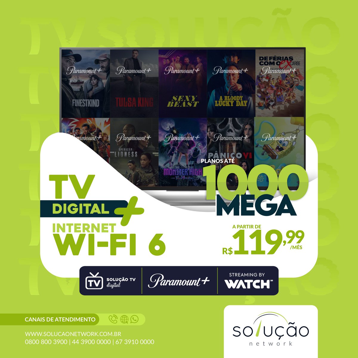 Curta seus filmes e séries Solução Network! Aproveite nossa oferta com internet rápida, TV digital e Paramount+! 🎬🎥
Ligue agora e agende sua instalação:
📞0800 800 3900
💬(44) 3900 0000
💬(67) 3910 0000
Ou acesse:
solucaonetwork.com.br

#filme #série #internet