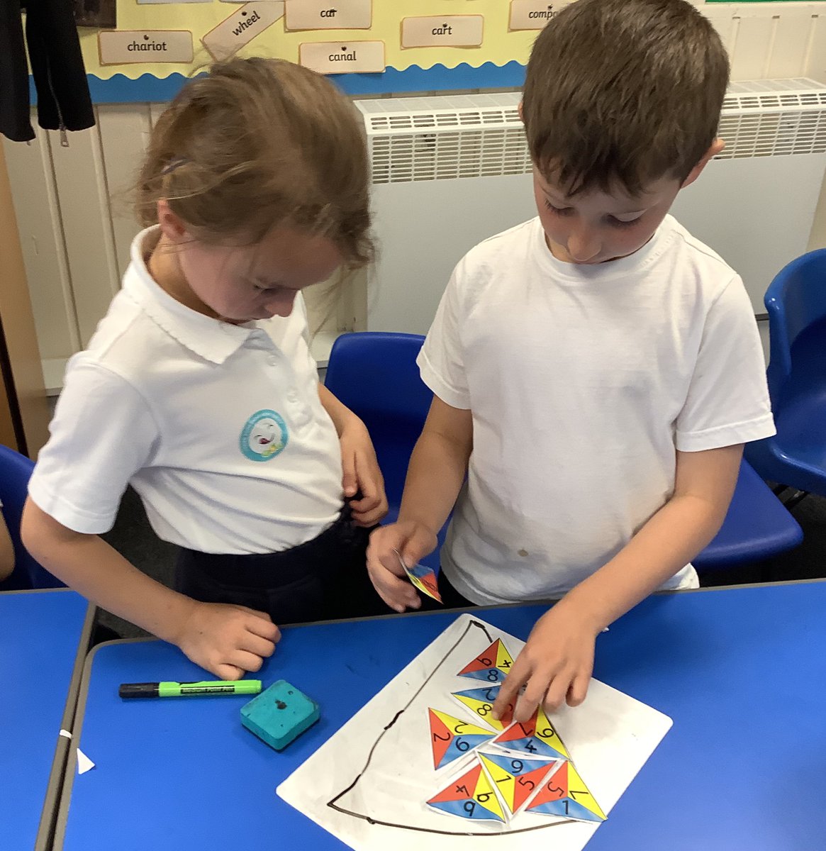 LittleStFrancis's tweet photo. Year 1 have enjoyed practicing their number bonds with the One Big Triangle challenge. #NRICH #Maths https://t.co/w1j20uSiXt