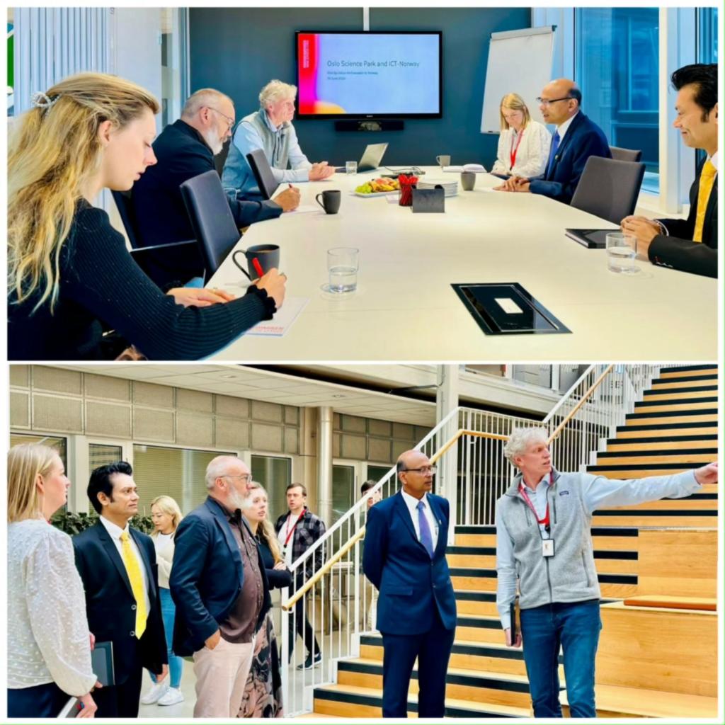 The Ambassador Acquino Vimal visited the Oslo Science Park and interacted with Mr. Bjørn Erik Reinseth, CEO of Forskningsparken (Oslotech), to explore potential collaborations between startup ecosystem of India and Norway, especially in the fields of information technology,..