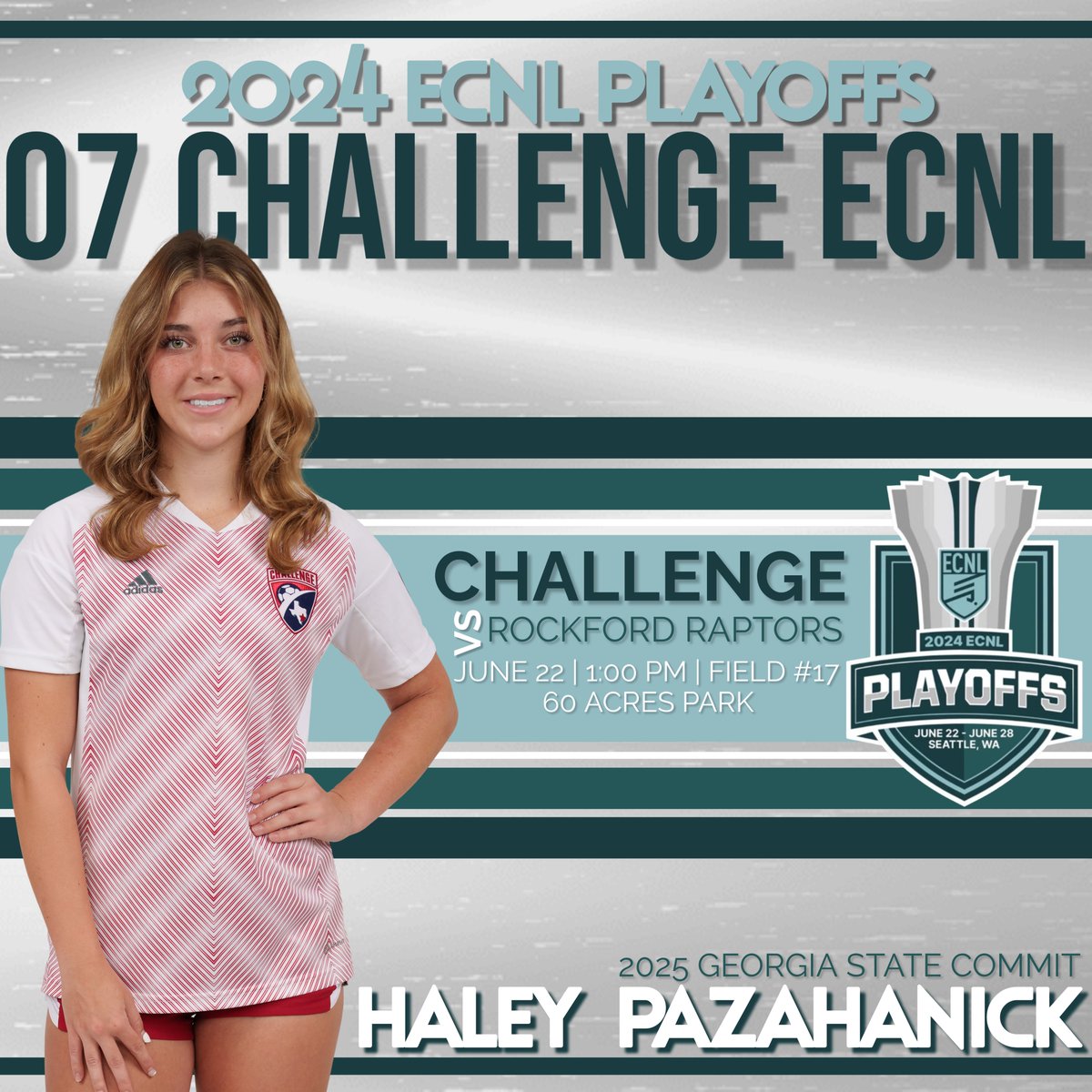 Off to Seattle tomorrow for the #ECNL playoffs and here is our first game. I can't wait!!