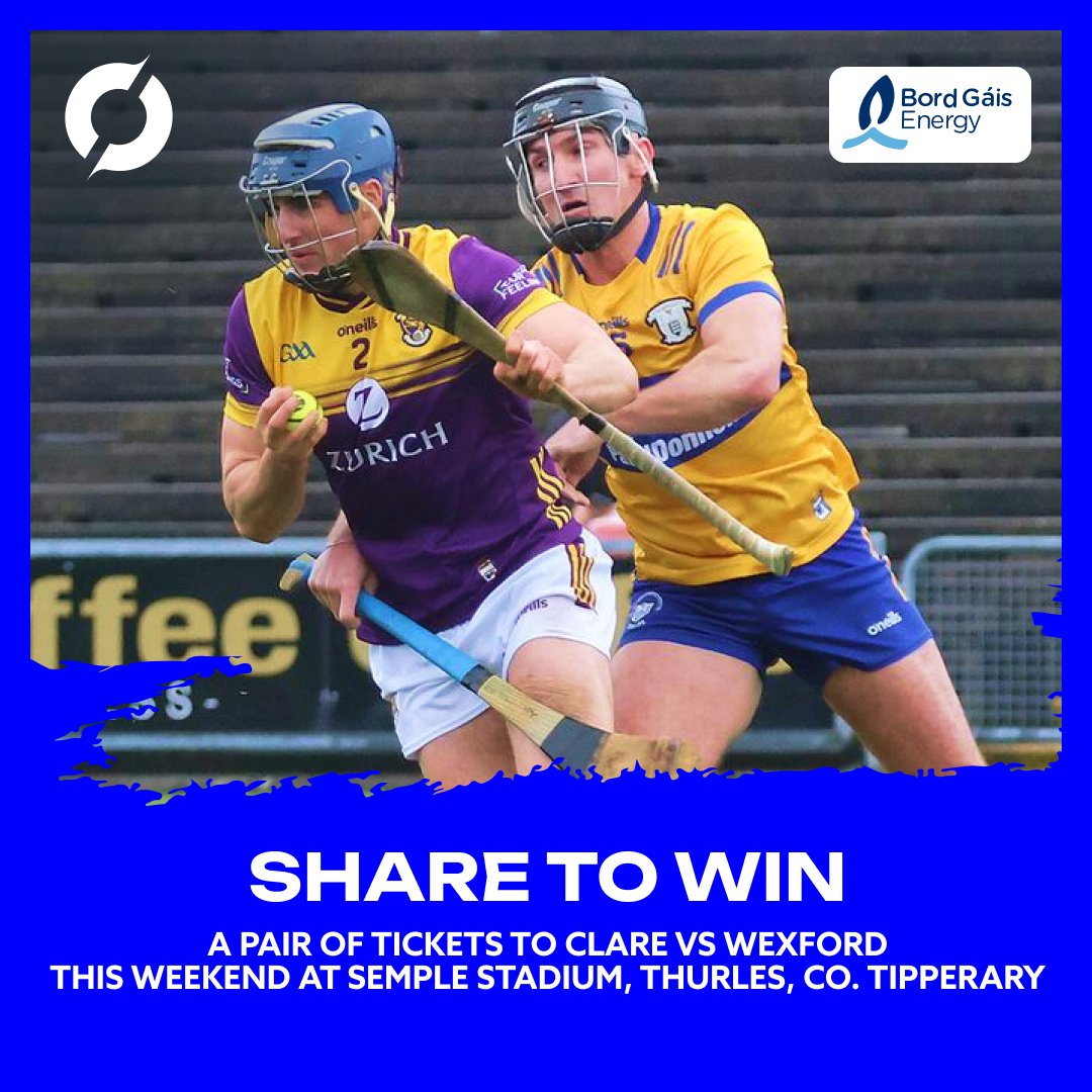 Win Tickets to Clare vs. Wexford🎟🎟

For your chance to win a pair of tickets to 
<a href="/GaaClare/">Clare Gaa</a> vs <a href="/OfficialWexGAA/">Wexford GAA</a> in their Senior Hurling Championship clash this Saturday, 22nd of June!

Like and Retweet this post !

Courtesy of <a href="/BGEGAA/">BGEGAA</a>🤝

#ThatsHurlingEnergy #GAA #SHC
