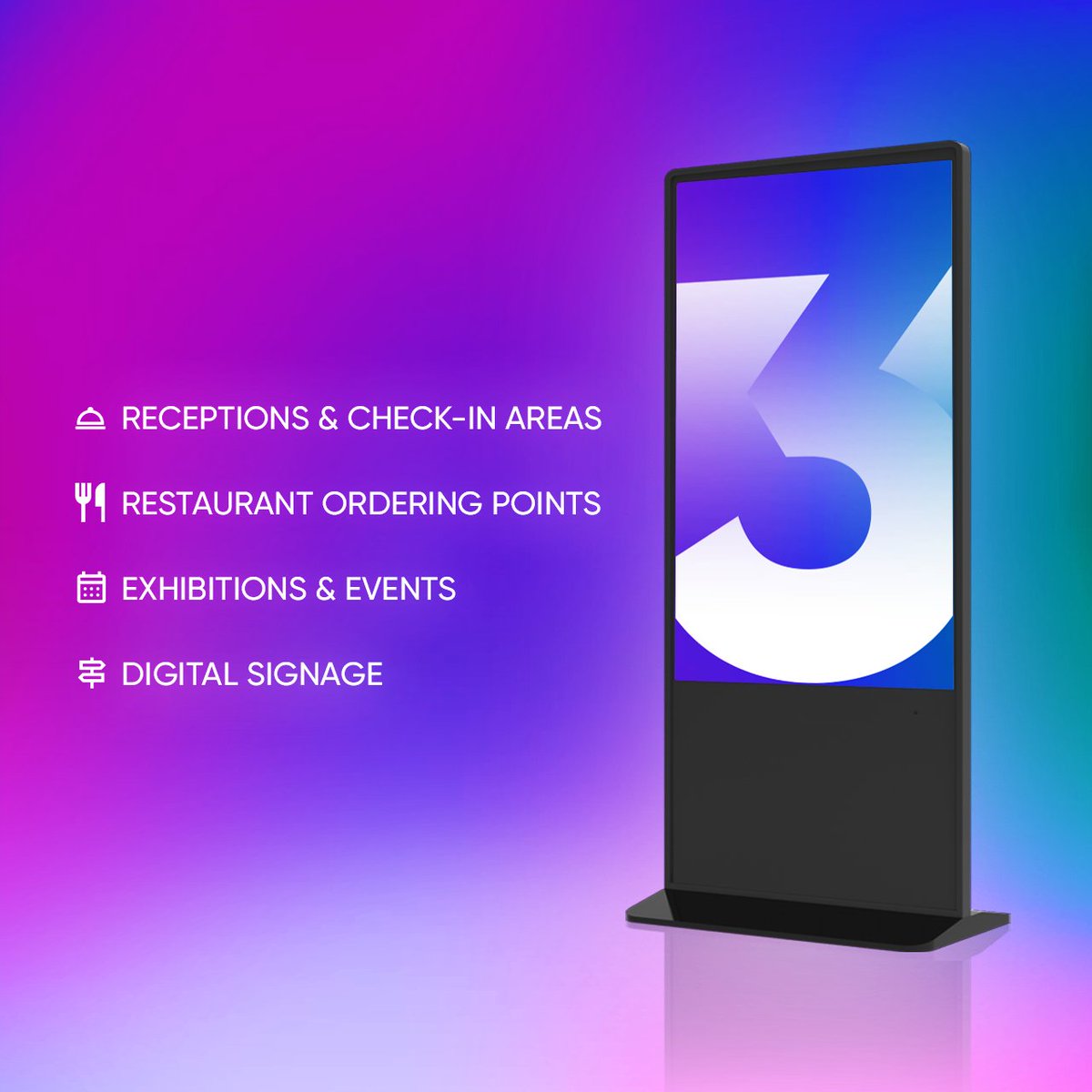 PromultisLtd's tweet photo. Now in stock - The Totem Focus 3!

55" 4K UHD LED screen
10 IR touch points
Built-in speakers
Key-only access
HDMI &amp; USB connectivity
Android 8.0 OS + optional i7 OPS PC

Perfect for receptions, restaurants, events, and more! Visit our website for more! https://t.co/urCyWPZafV