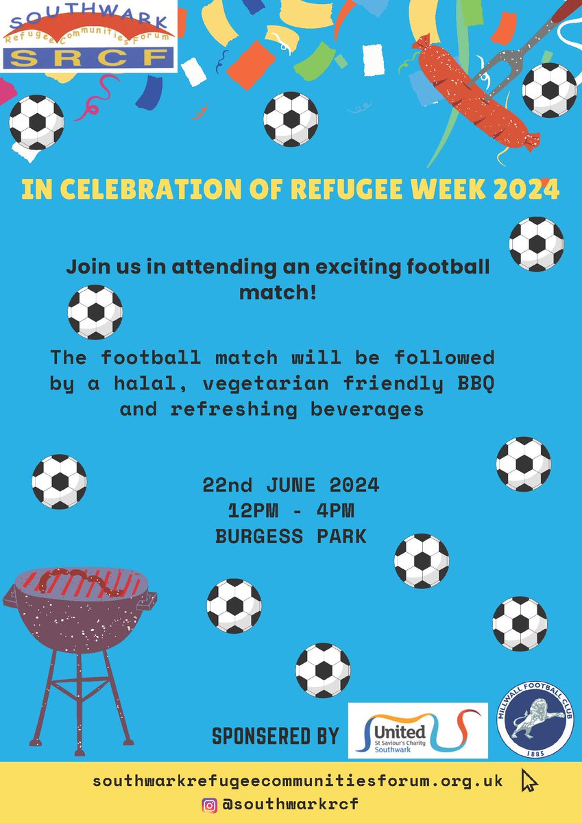 🌍⚽Join us in celebrating Refugee Week by supporting this wonderful initiative at Burgess Park, Albany Road, SE5 Through sport, we can break down barriers &amp; build a more inclusive &amp; supportive community for everyone.
#RefugeeWeek #OneCommunity #FootballForAll #KinearaSupports