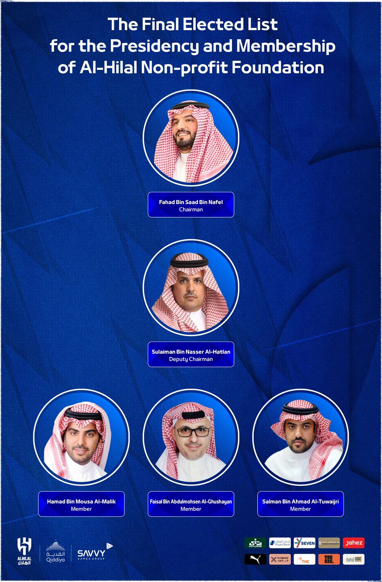 🗒️The Final Elected List for the Presidency and Membership 
of #AlHilal Non-profit Foundation