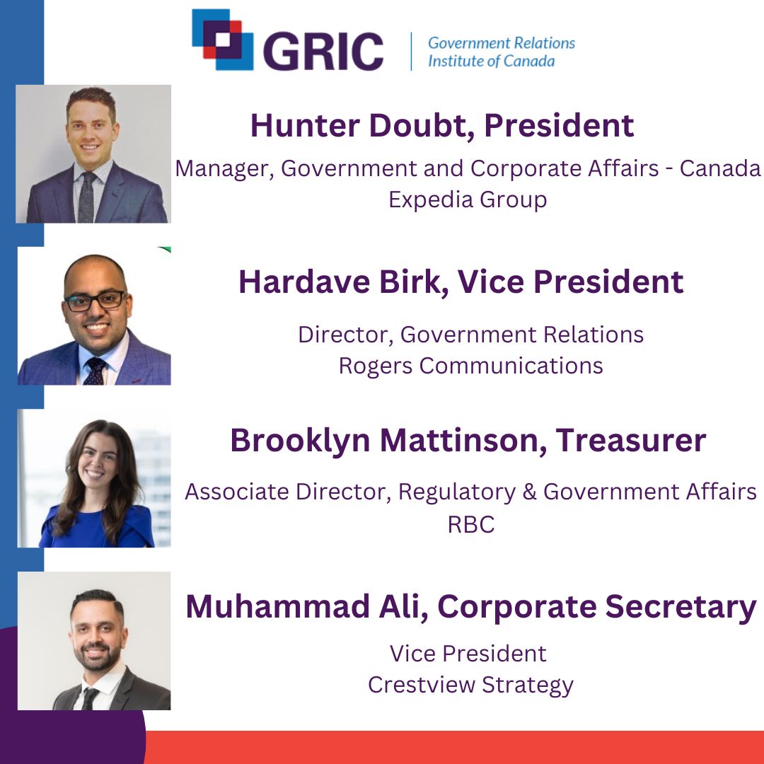Congrats to the new Executive of #GRIC who were elected by the Board of Directors last week to continue to serve our growing membership!

➡️<a href="/HunterDoubt/">Hunter Doubt</a>, President
➡️<a href="/hardavebirk/">Hardave Birk</a>, Vice President 
➡️Brooklyn Mattinson, Treasurer
➡️<a href="/Moe_ali91/">Muhammad Ali</a>, Corporate Secretary