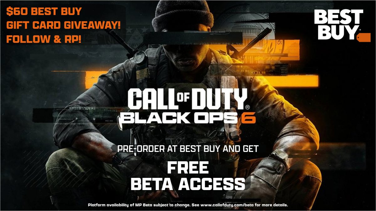 Pre-order Call of Duty Black Ops 6 at Best Buy and receive free beta access when it becomes available.

Follow us &amp; RP for a chance to win a $60 Best Buy GC!

Ends 7/25 at 9PM EST. #blackops6 #sponsored

cag.vg/blackops6