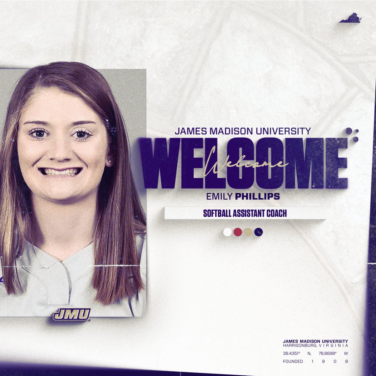 JMU Softball (@jmusoftball) on Twitter photo 𝐇𝐨𝐦𝐞. 🏠
Please welcome former Duke Emily Phillips back to Harrisonburg as an Assistant Coach!
📰 bit.ly/45A17wP
#GoDukes | <a href="/CoachEmPhillips/">Emily Phillips</a> 𝐇𝐨𝐦𝐞. 🏠
Please welcome former Duke Emily Phillips back to Harrisonburg as an Assistant Coach!
📰 bit.ly/45A17wP
#GoDukes | <a href="/CoachEmPhillips/">Emily Phillips</a>