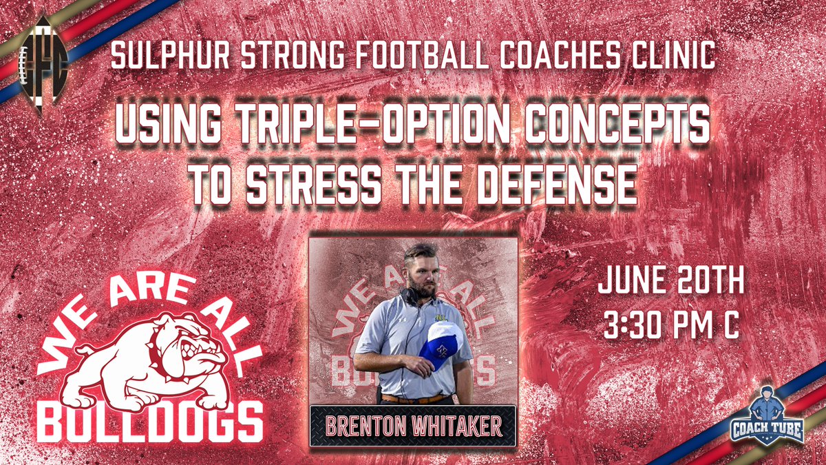 Daniel Chamberlain (@coachchambook) on Twitter photo The 2nd clinic is underway!
Pittsburg High School's own, <a href="/coach_whitaker/">Brenton Whitaker</a> is welcoming us into the triple-option football world. (No Wing-T/Flex Bone decipher rings will be handed out at this clinic)
Jump in at sulphurstrong.coachesclinic.com to get this clinic, and the other 19... The 2nd clinic is underway!
Pittsburg High School's own, <a href="/coach_whitaker/">Brenton Whitaker</a> is welcoming us into the triple-option football world. (No Wing-T/Flex Bone decipher rings will be handed out at this clinic)
Jump in at sulphurstrong.coachesclinic.com to get this clinic, and the other 19...