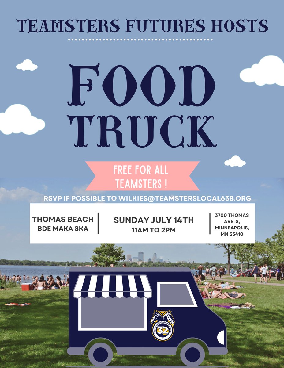 Save the Date!

The <a href="/IBTJC32/">Teamsters Joint Council 32</a> Futures Committee is hosting a FREE social event for any <a href="/Teamsters/">Teamsters</a> member 18-35 years old!

We'll be at Thomas Beach in Mpls from 11am - 2pm on July 14th. We will have food, drinks, music, bags, etc. with members from across JC32.
#TheFutureIsUnion