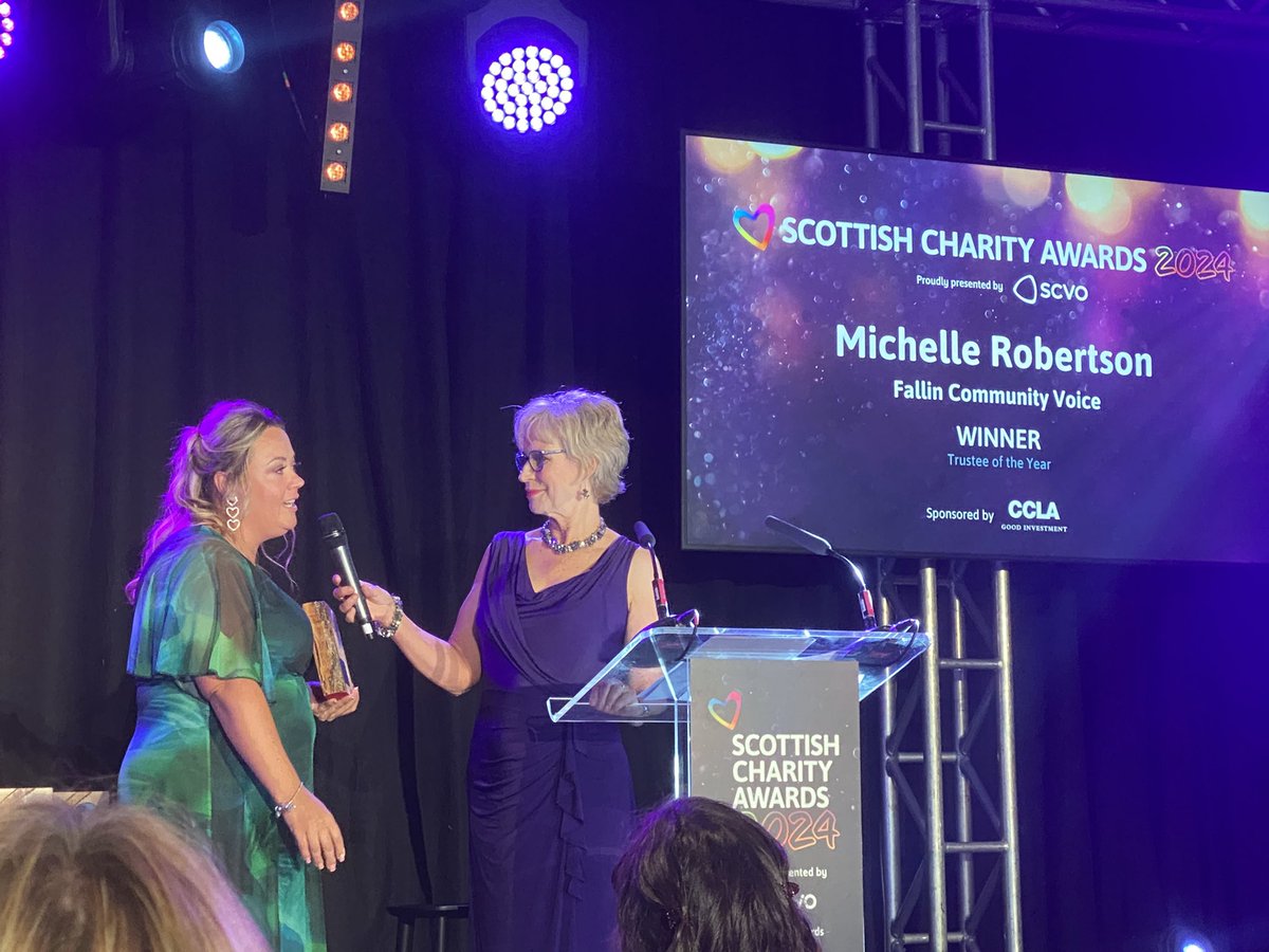 ‘We wanted to bring back the community spirit’. This Trustee award was well deserved for Michelle Robertson for her work in Fallin #ScotCharityAward