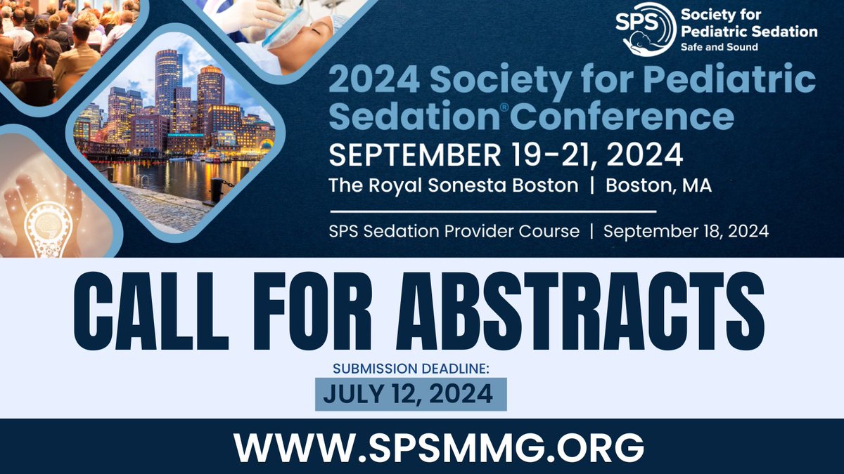 Approaching – Submit TODAY!
📅 Deadline: July 12
Complete details at www2.pedsedation.org/sections/meeti…
#sedation #SPS24 #MedEd #research