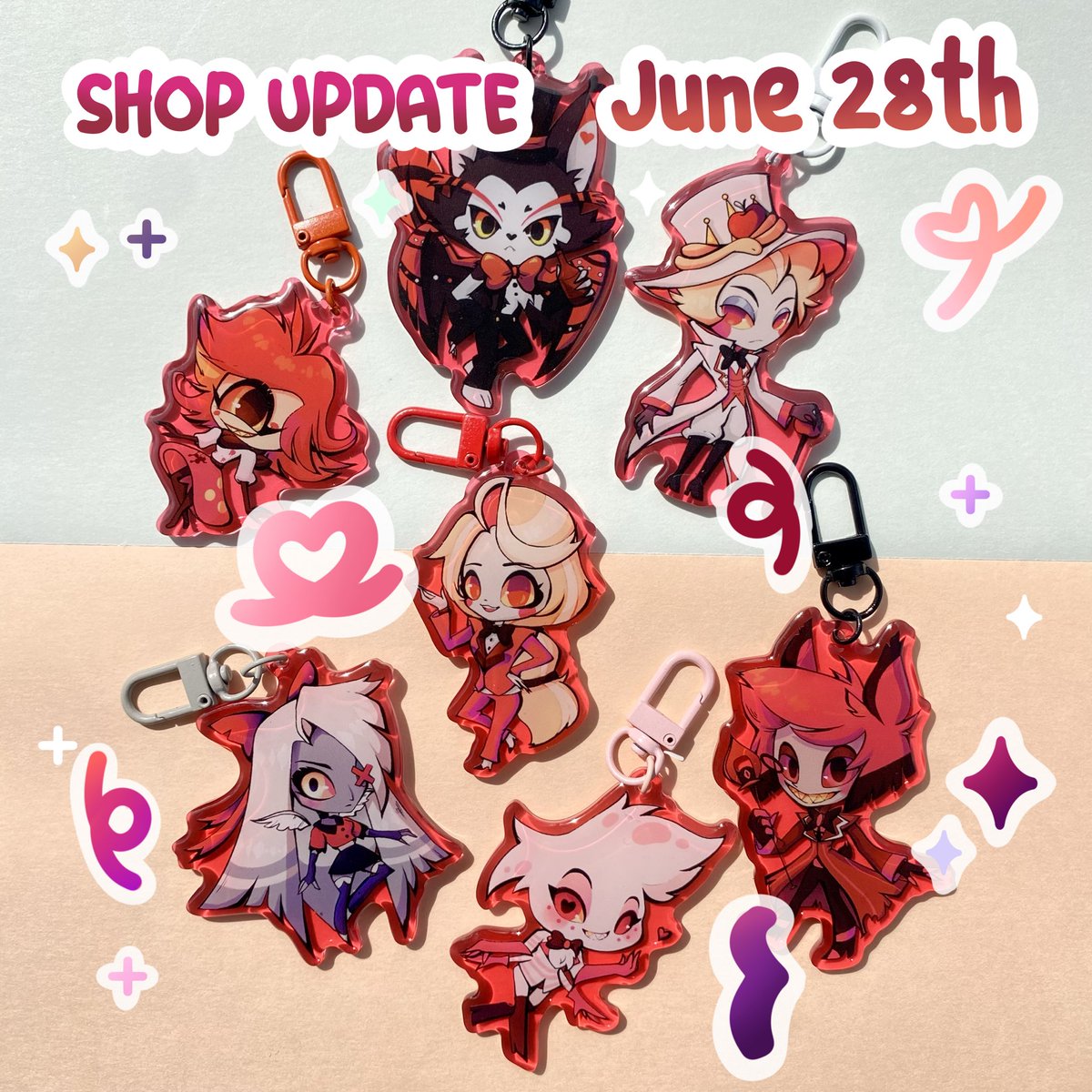 Some hazbin hotel keychains will be available in my shop later this month! 

#hazbinhotel