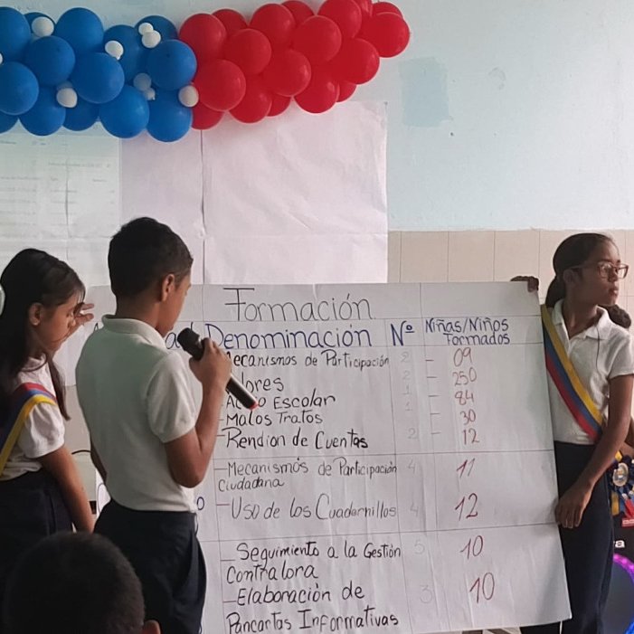CGRVenezuela's tweet photo. En el marco del programa Contraloría va a la Escuela, este #20Jun,servidores de la #CGR participaron en la rendición de cuenta escolar de diez niñas y niños contralores, correspondiente al período académico 2023-2024, en la U.E.N.B. José Martí del sector Sarría, Distrito Capital. https://t.co/0z47YcL4Ff
