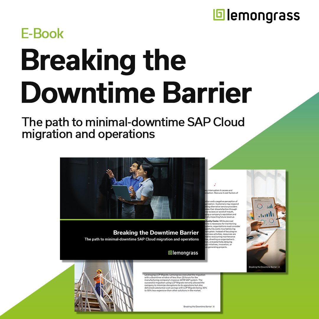 LemongrassCloud's tweet image. Our Minimized Downtime Operations (MDO) solution transforms the way organizations operate SAP in the Cloud by significantly reducing downtime.  Download our ebook to learn more: hubs.la/Q02nlVwd0

#MDO #CloudOperations #SAPonCloud