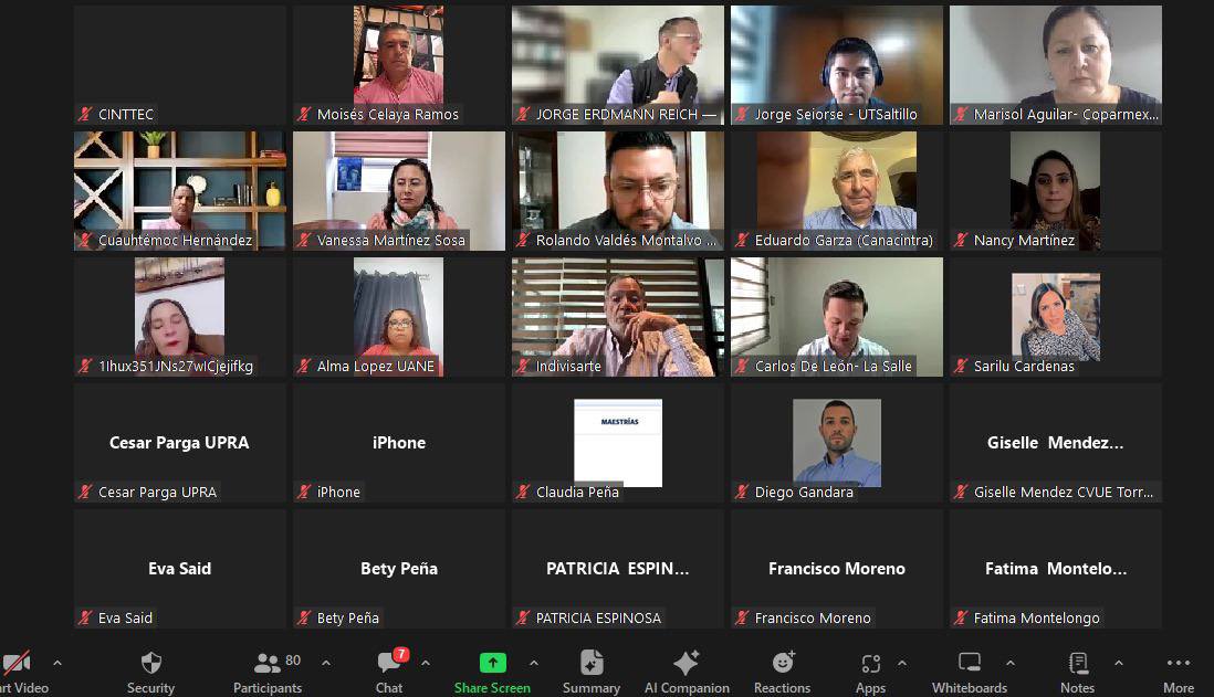 Sesión Bimestral de Consejo de Vinculación, con la anfitrionía de la Universidad Tecnológica de Coahuila, realizada en formato virtual, en virtud de las recomendaciones de la Conagua y Protección Civil del Estado.