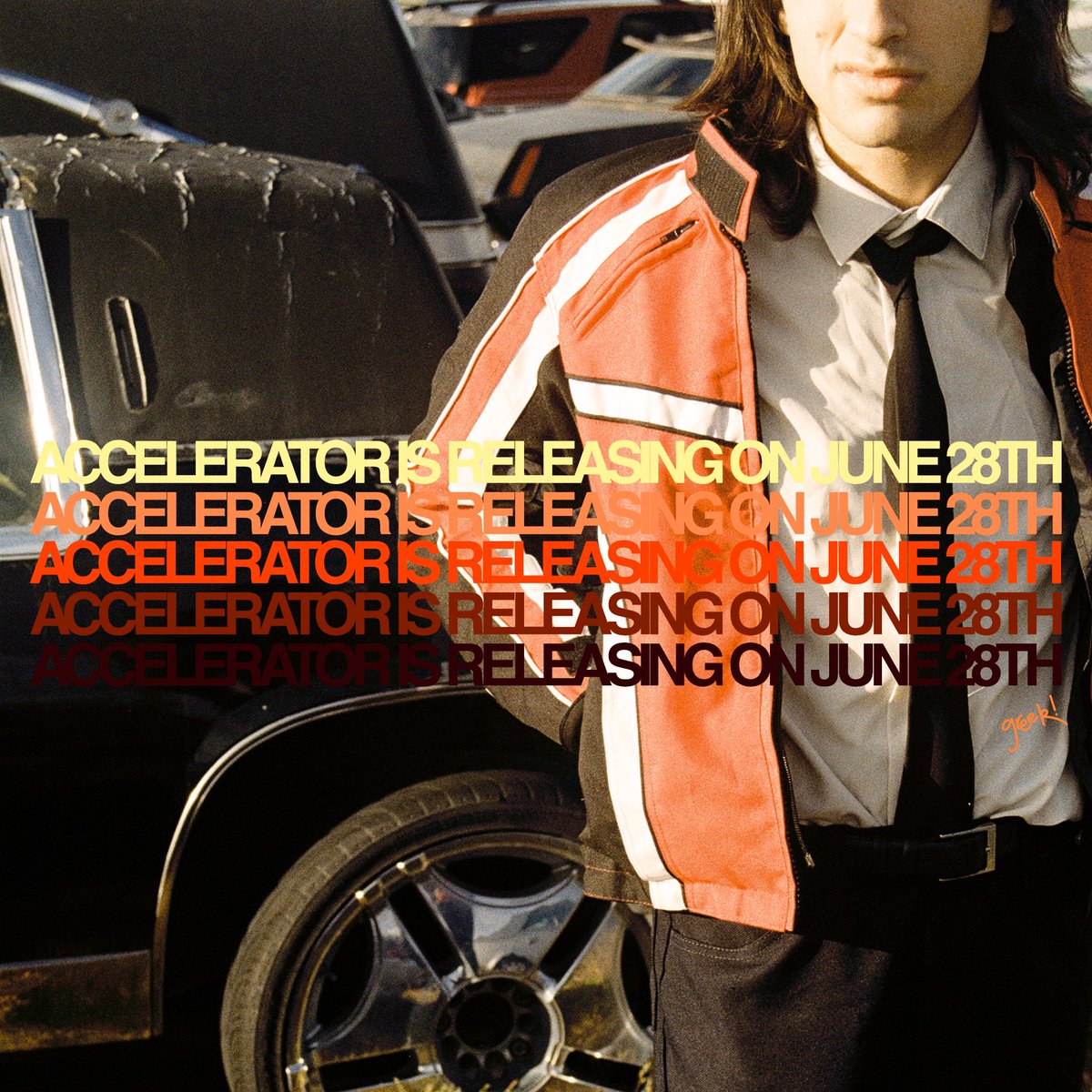 idkgreek's tweet photo. my sophomore album “ACCELERATOR” 
is yours 6/28, next Friday

thank you to everyone who’s been involved w the album process and to everyone who’s been here supporting me this whole time . THANK YOU

presave in my bio https://t.co/zNBWDo7JN3