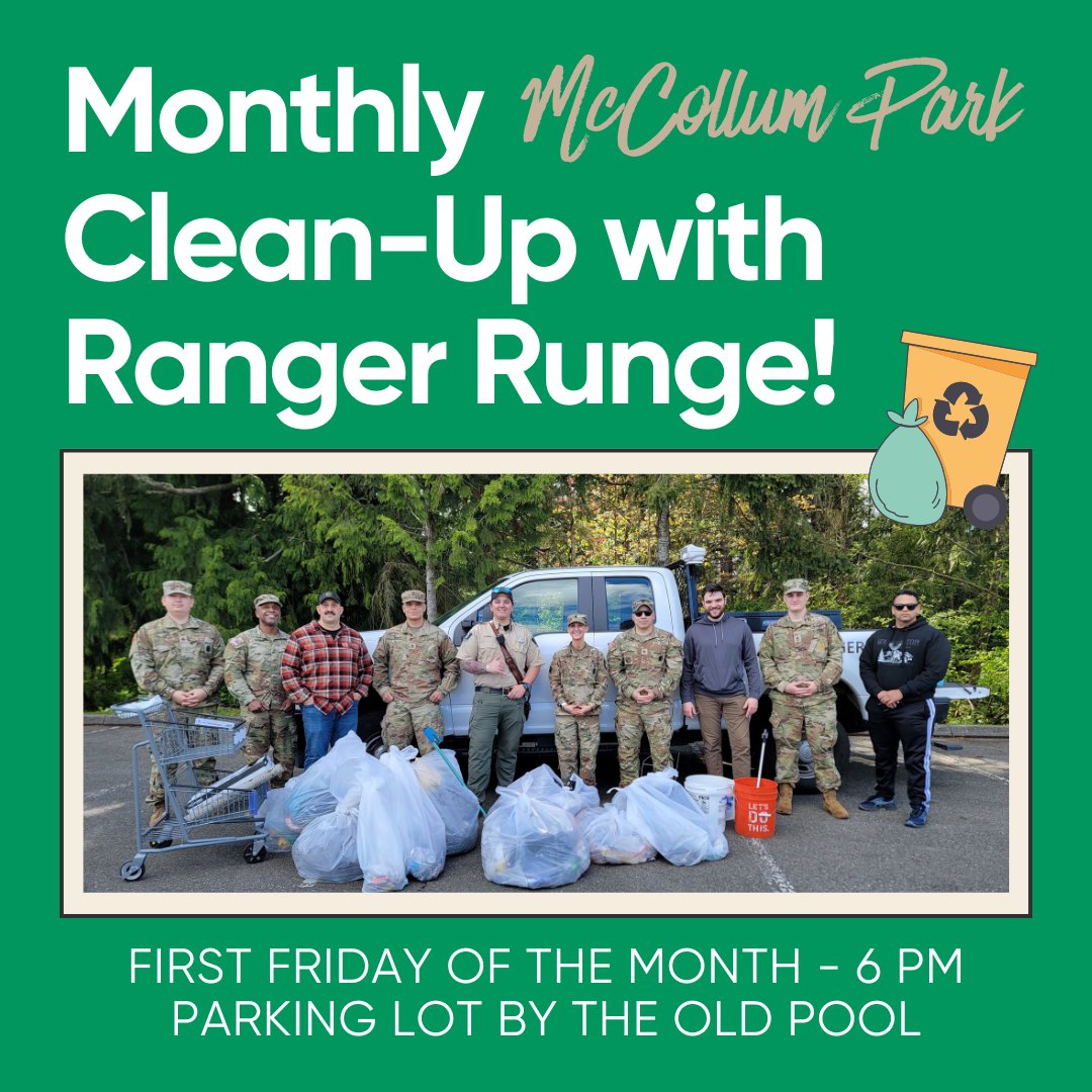 snocoparks's tweet photo. ♻️ Join Ranger Runge for a monthly clean-up of McCollum Park on the first Friday of each month! The next clean-up is July 5. Meet at 6 pm at the NW parking lot by the old pool. Help us keep this popular park safe and clean for our community! Questions? carl.runge@snoco.org. https://t.co/P2N1TrVtk0