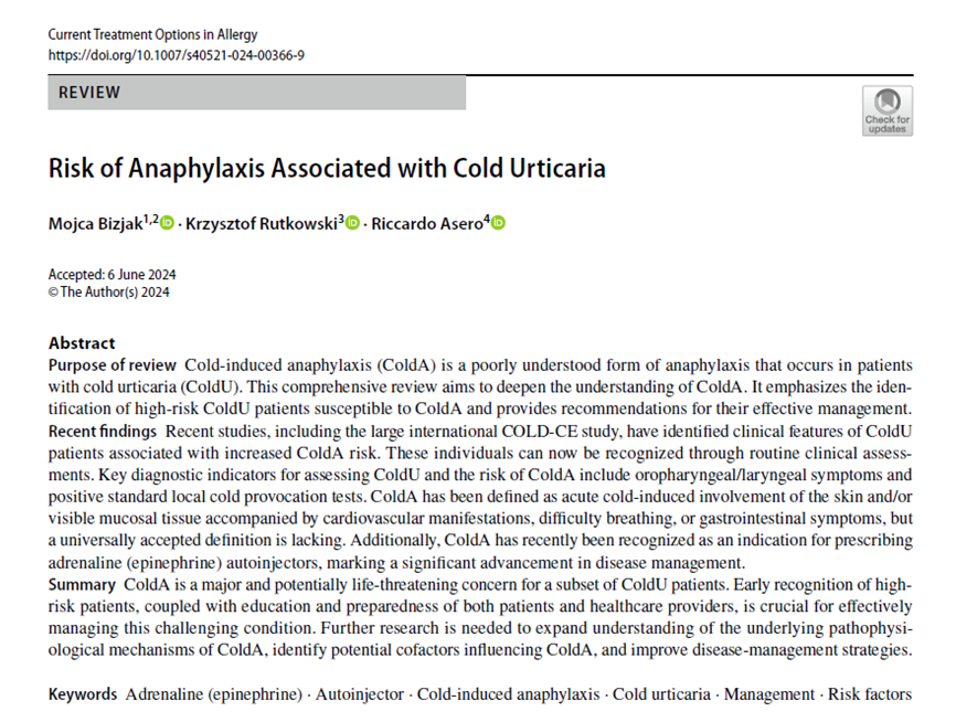 Our manuscript on ❄️cold-induced anaphylaxis❄️ is now available Open Access! This review provides practical insights for clinical practice and emphasizes the critical need for further research. Access it here: link.springer.com/article/10.100…
#ColdUrticaria #Anaphylaxis #MedicalResearch