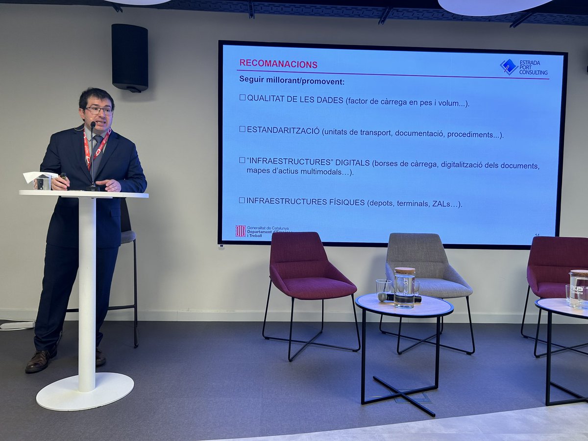 oalcoba's tweet photo. 🎉 Avui hem celebrat la jornada de presentació de l’estudi Optimització de càrrega amb eines digitals pel transport multimodal 🌐🚚 Hem destacat la importància de la digitalització com a facilitadora en els retorns amb @cambrescat @territoricat i @empresacat #TransportMultimodal https://t.co/YTZn0Eq9hJ
