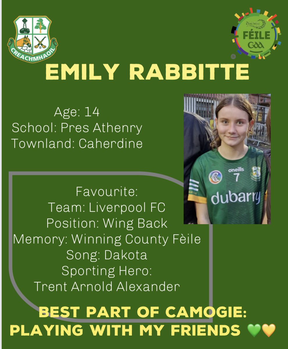 CraughwellCC's tweet photo. Emily Rabbitte 💚💛 https://t.co/howUNlyPaS