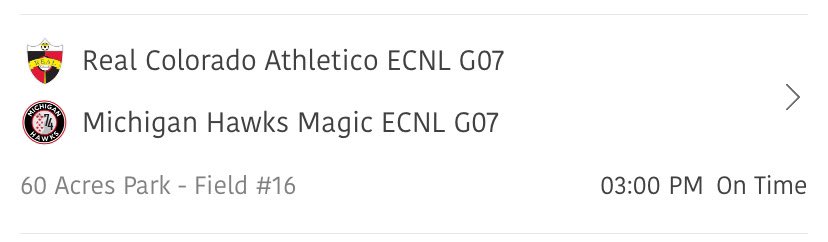 Michigan Hawks Magic 07 ECNL (@hawks07magic) on Twitter photo Who’s Excited for ECNL Post Season? We are!👊👊
Come by at 3pm on Field #16. Love to have you. Wearing All Black
<a href="/ECNLgirls/">ECNL Girls</a> <a href="/MIHawks1974/">Michigan Hawks</a> Who’s Excited for ECNL Post Season? We are!👊👊
Come by at 3pm on Field #16. Love to have you. Wearing All Black
<a href="/ECNLgirls/">ECNL Girls</a> <a href="/MIHawks1974/">Michigan Hawks</a>