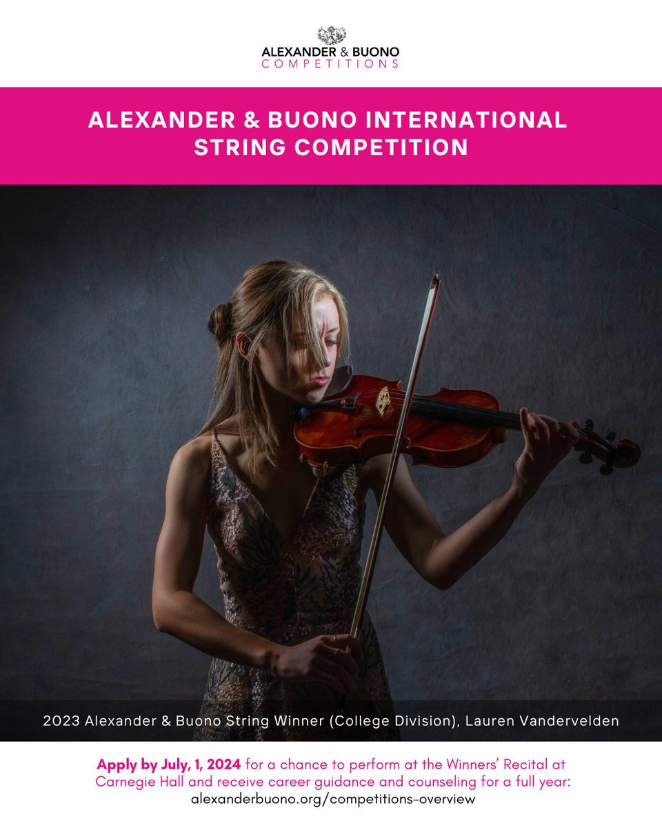 alexander_buono's tweet photo. ๐๐๐๐: ๐๐๐๐๐๐๐ ๐๐๐๐๐๐ ๐๐๐๐๐๐๐: Don't miss out on the chance to shine in our #StringCompetition!ย First Prize Winners perform as part of the Winnersโ Recital @ Carnegie Hall, & receive ongoing career guidance for a full year: https://t.co/WqTfGqw9i2 #violin https://t.co/V01KBEQSq0