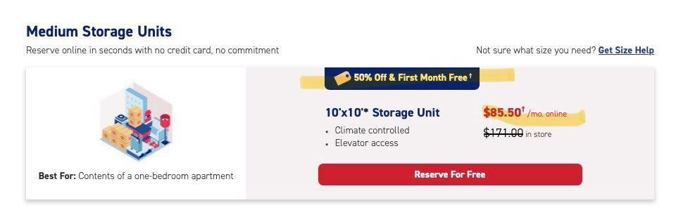Story time.

<a href="/CubeSmart/">CubeSmart Self Storage</a> ( $CUBE ) doing a great job showing me they “value my business and appreciate my continued patronage” by…raising my monthly cost ~135% compared to their latest promotion. 

Curious to see churn numbers for this quarter, if they report them…