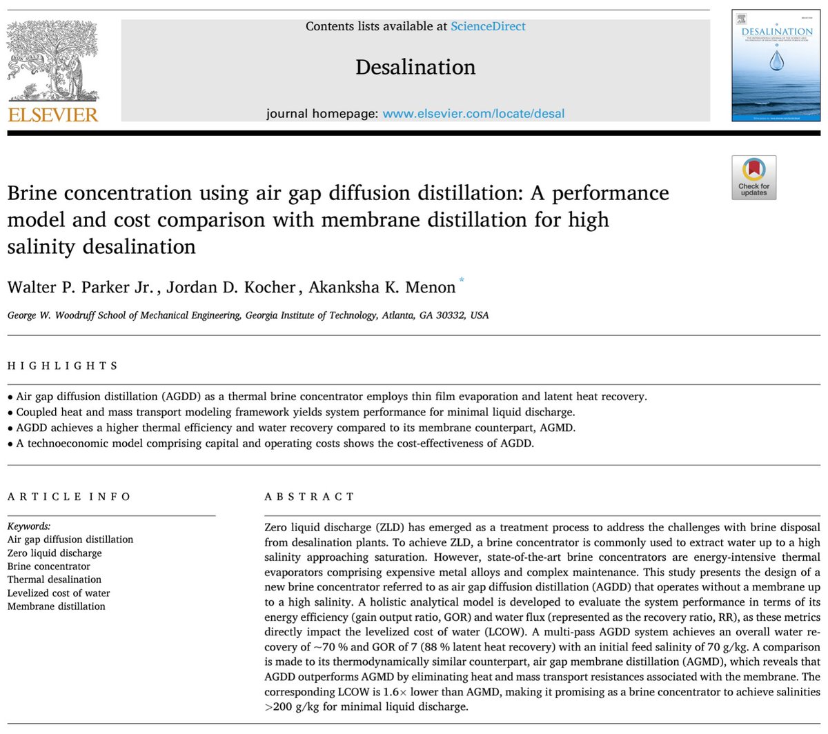 Akanksha Menon (@amenon_lab) on Twitter photo New paper alert in <a href="/DesalinationJ/">Desalination</a> - we designed and modeled a #desalination system that can treat brines energy efficiently and at a low cost. Prototype testing is currently underway at #WERL this summer! Read more here: doi.org/10.1016/j.desa… New paper alert in <a href="/DesalinationJ/">Desalination</a> - we designed and modeled a #desalination system that can treat brines energy efficiently and at a low cost. Prototype testing is currently underway at #WERL this summer! Read more here: doi.org/10.1016/j.desa…