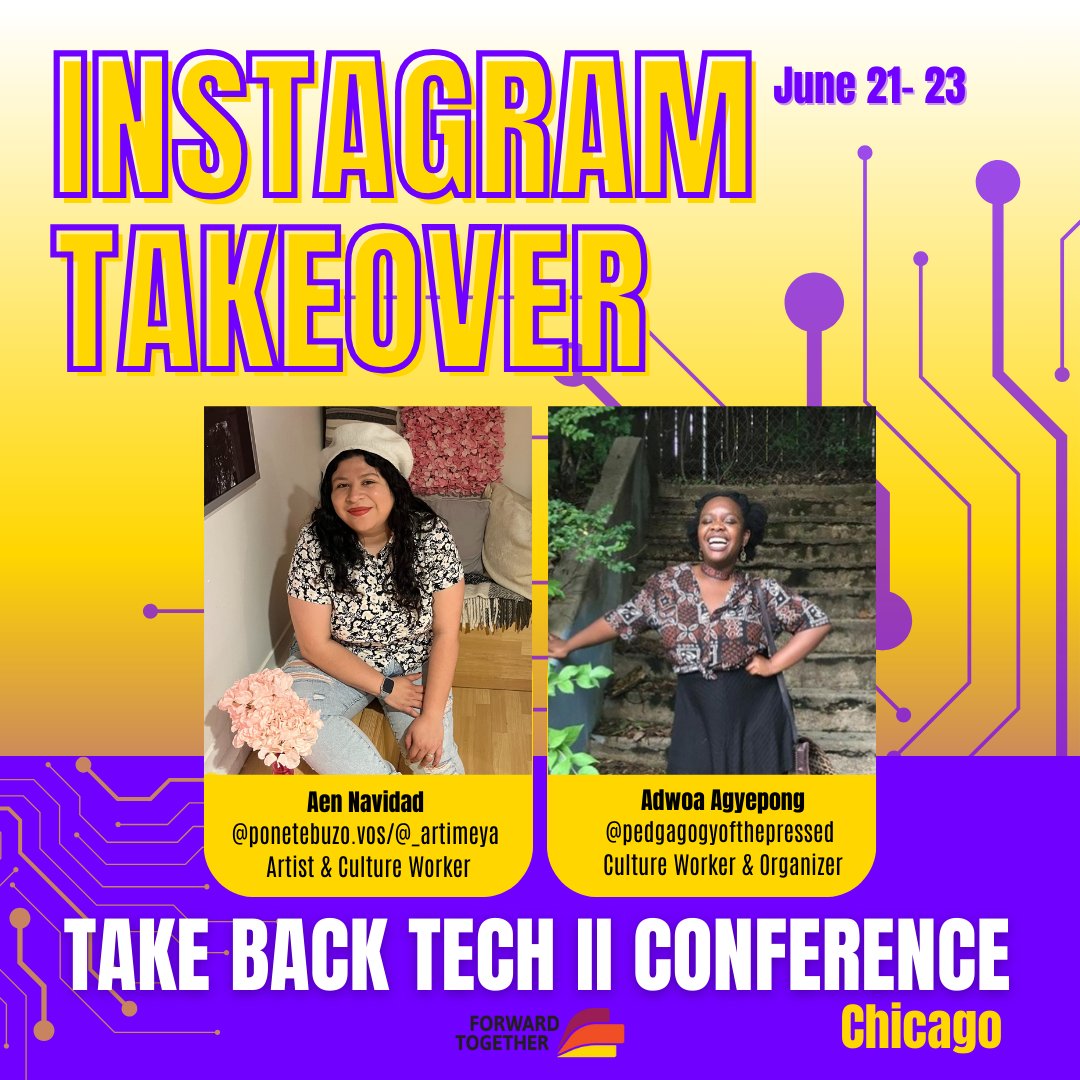 FwdTogether's tweet image. Starting tomorrow, our culture workers are taking over our IG page to share their experience at this year&apos;s Take Back Tech Conference.Follow us on IG @Fwdtogether &amp;amp; turn on your notifications to explore the conference Adwoa and Aen. 

#TakeBackTech #Networking #Techies
