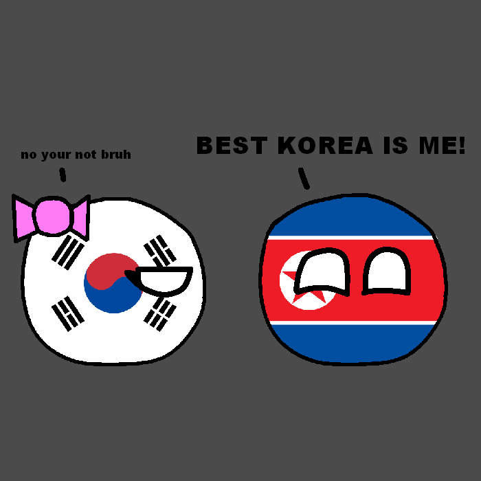 KatieDoesThing's tweet photo. Does he think he is the best one? #countryball #countryballs #countryballart #polandball #polandballart #SouthKorea #NorthKorea https://t.co/MdeS97pMgz