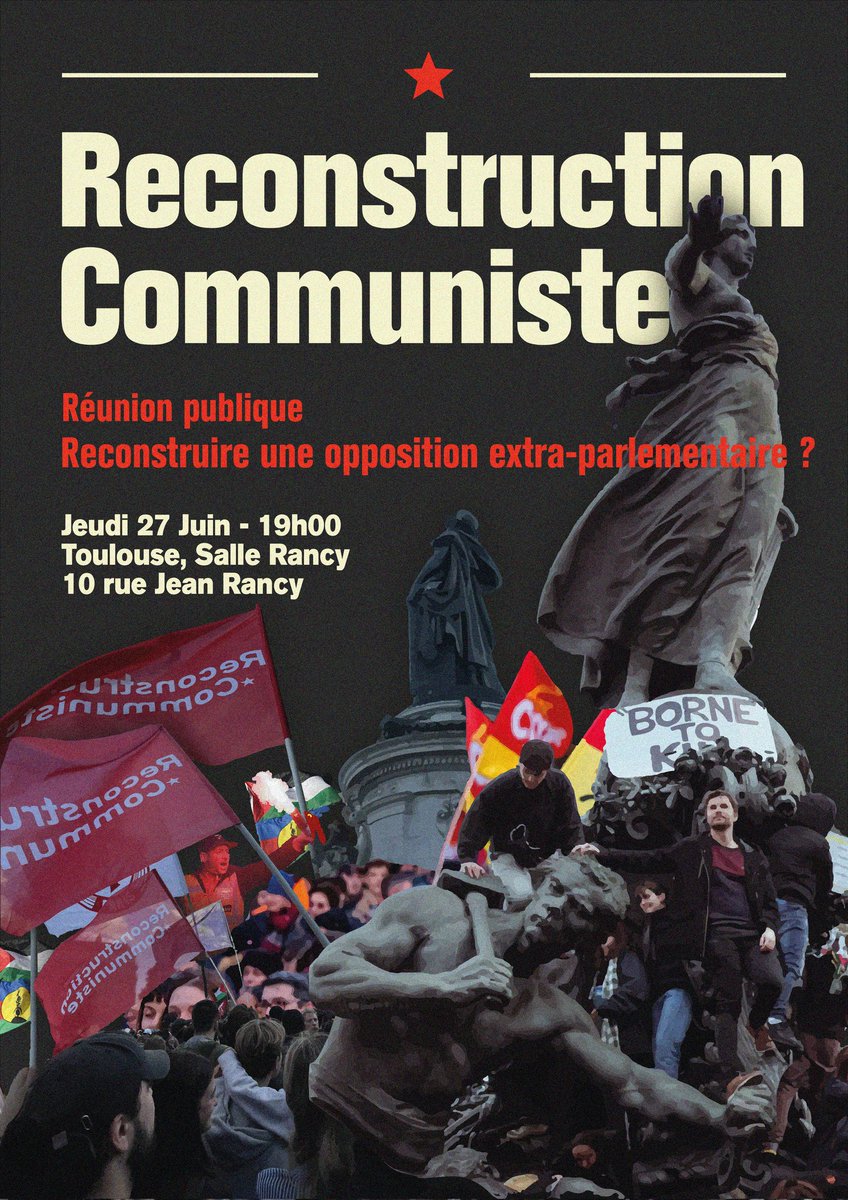 ReCommuniste's tweet photo. Jeudi prochain à Toulouse, nous tiendrons une réunion publique pour débattre du contexte politique actuel et de la position que doivent adopter les révolutionnaires.

La réunion s'adresse à toute personne ouverte à la discussion, qu'elle soit en accord ou non avec nos positions. https://t.co/BBIvSUo6ez