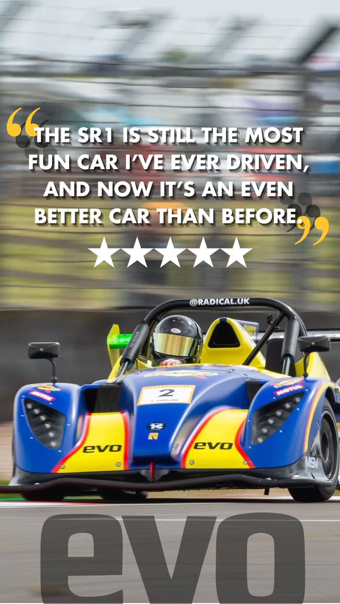 Radical Motorsport (@radicalmsport) on Twitter photo A 5⭐️ review from <a href="/evomagazine/">evo magazine</a> for the Radical SR1 XXR.
“I’ve never driven a car so immediate, so controllable and so thrilling.”
radicalmotorsport.com/cars/sr1 A 5⭐️ review from <a href="/evomagazine/">evo magazine</a> for the Radical SR1 XXR.
“I’ve never driven a car so immediate, so controllable and so thrilling.”
radicalmotorsport.com/cars/sr1