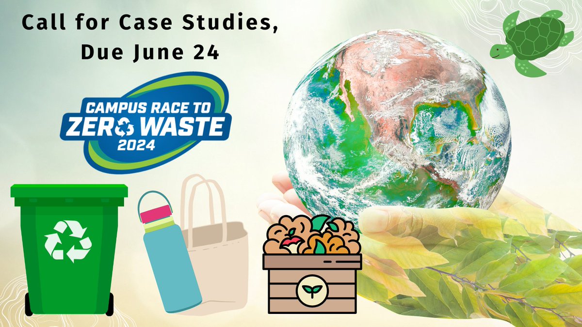 Campus Race to Zero Waste (@campusrace2zero) on Twitter photo Case studies are due Monday, 6/24! <a href="/campusrace2zero/">Campus Race to Zero Waste</a> is calling for case studies in waste minimization. All campuses are welcome to submit, learn more campusracetozerowaste.org/participate/ca… #CampusSustainability #ZeroWaste #Recycling #FoodWaste #ReUse #PlasticPollution Case studies are due Monday, 6/24! <a href="/campusrace2zero/">Campus Race to Zero Waste</a> is calling for case studies in waste minimization. All campuses are welcome to submit, learn more campusracetozerowaste.org/participate/ca… #CampusSustainability #ZeroWaste #Recycling #FoodWaste #ReUse #PlasticPollution