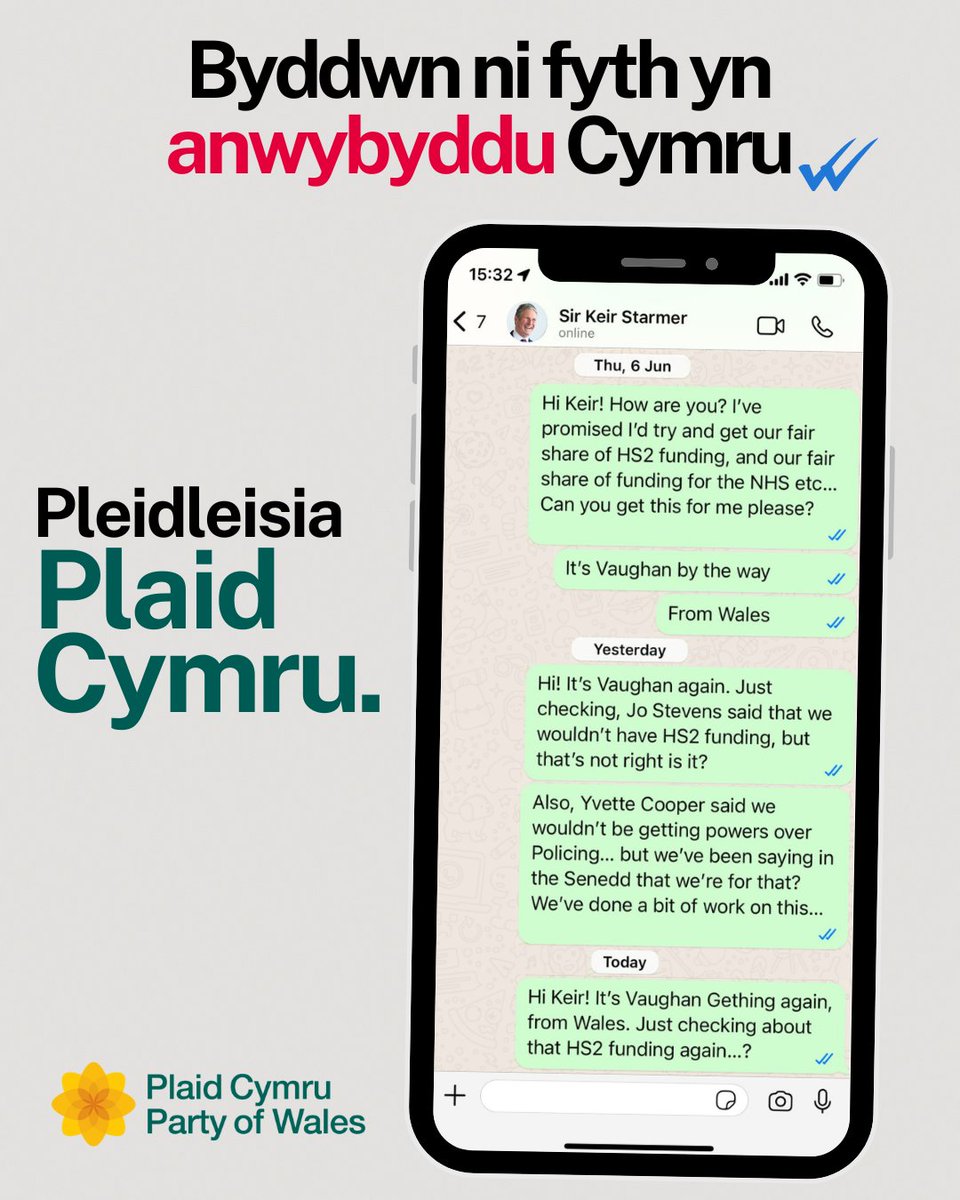 Yn wahanol i rai, wnaiff Plaid Cymru byth anwybyddu Cymru.

Ar 4 Gorffennaf, pleidleisiwch dros Gymru - pleidleisiwch dros Blaid Cymru.
