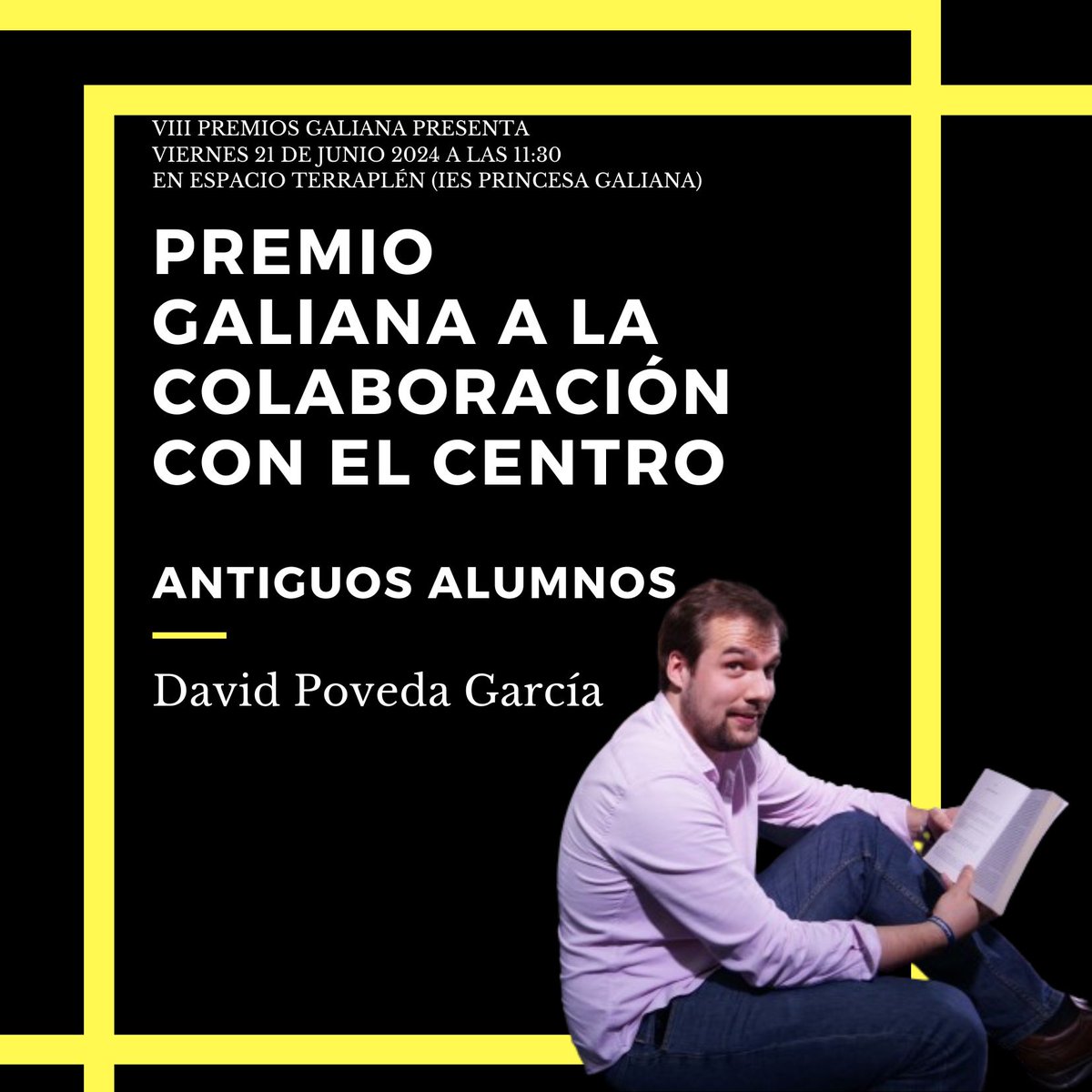 💡Galiana a la Trayectoria Profesional:
Patrocinio Rodríguez Plaza 

💡 Galiana a la Colaboración con el Centro (entidades): Conservatorio de Música "Jacinto Guerrero"

💡 Galiana a la Colaboración con el Centro (antiguos alumnos): Fátima Díaz-Ropero Olmedo y David Poveda García