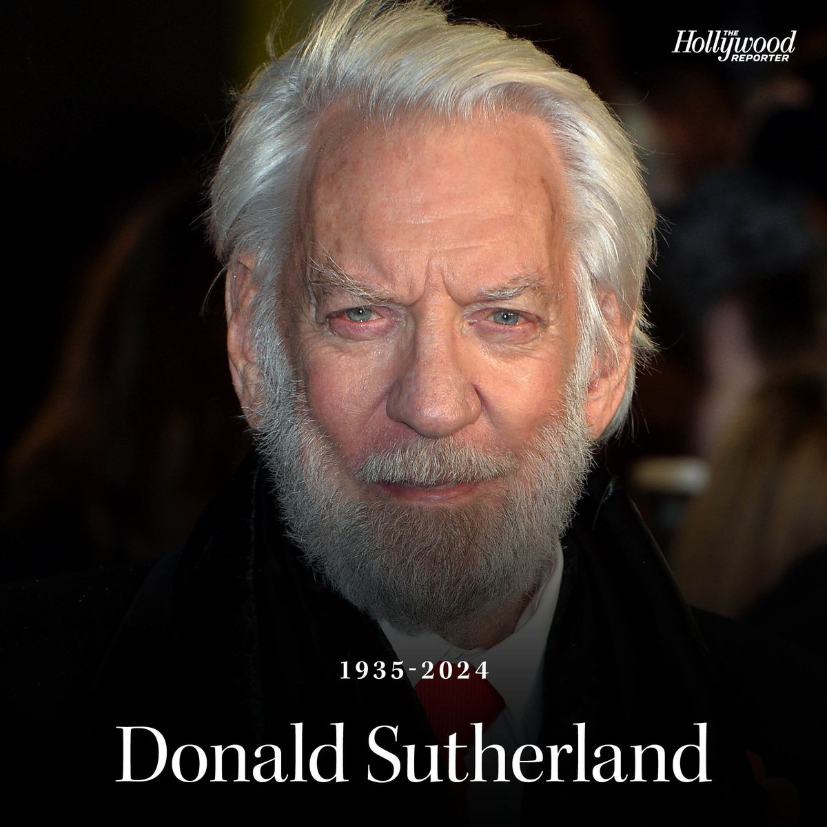 THR's tweet photo. Donald Sutherland, whose performances in such films as 'M*A*S*H,' 'Ordinary People' and 'The Hunger Games' proved he could portray sinister, sympathetic, comedic or tragic with equal aplomb, has died at 88 https://t.co/GFTK8XnkVV https://t.co/Vb1mmdCzfT