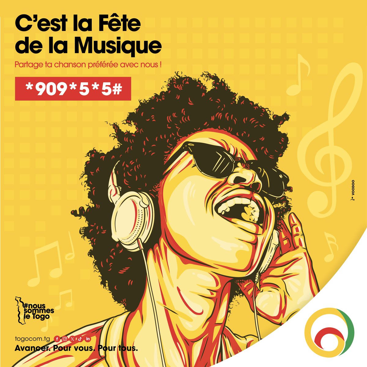 YasTogo's tweet photo. C'est la Fête de la Musique !🎼
Quelle chanson te met de bonne humeur en ce moment ?
Partage-la avec nous et ajoutons un peu de rythme à cette journée ! 🎶
#Togocom #FêteDeLaMusique #PartageTaPlaylist https://t.co/HpsfESZ8r8