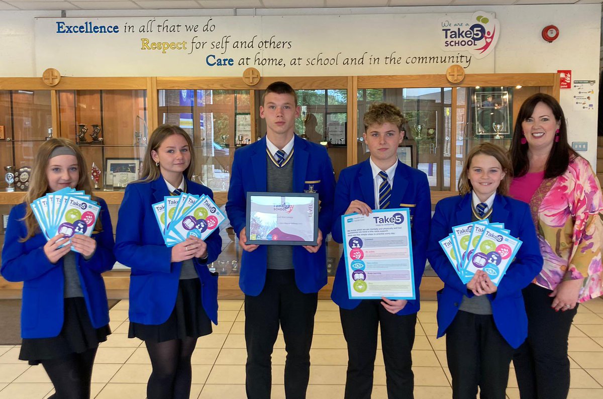 We recently received the top level  Take 5 schools accreditation for the third year running. 😃 

Mrs Ritchie and Mrs Kennedy received the award at a celebration event in the Tullyglass Hotel. 🥇