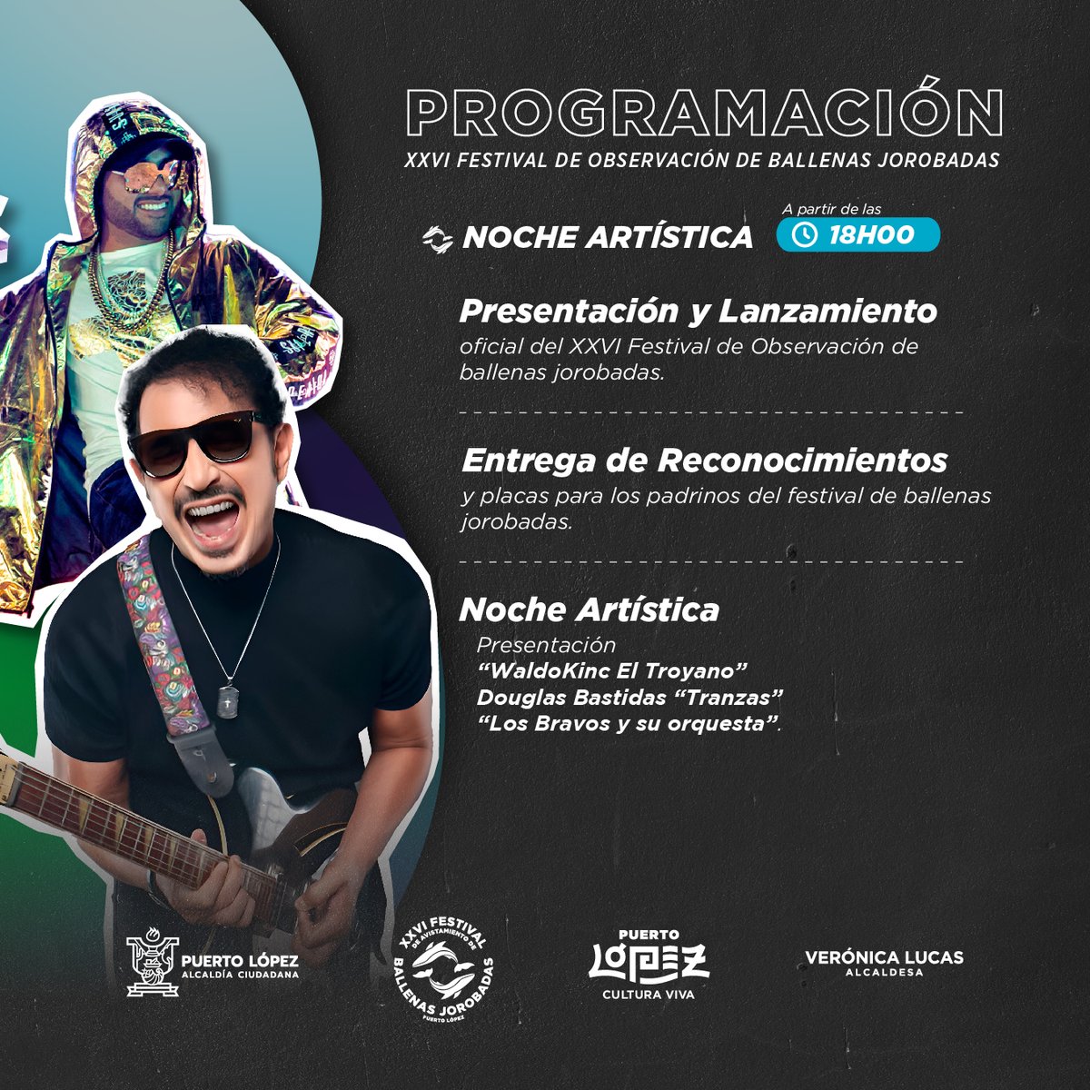 🙌Te presentamos nuestra agenda oficial de actividades del XXVI Festival de Avistamiento de Ballenas Jorobadas. ¡Te esperamos! 🐳🏖️

<a href="/verolucasmar/">Veronica Lucas M</a>
#FestivalDeBallenas #PuertoLópez