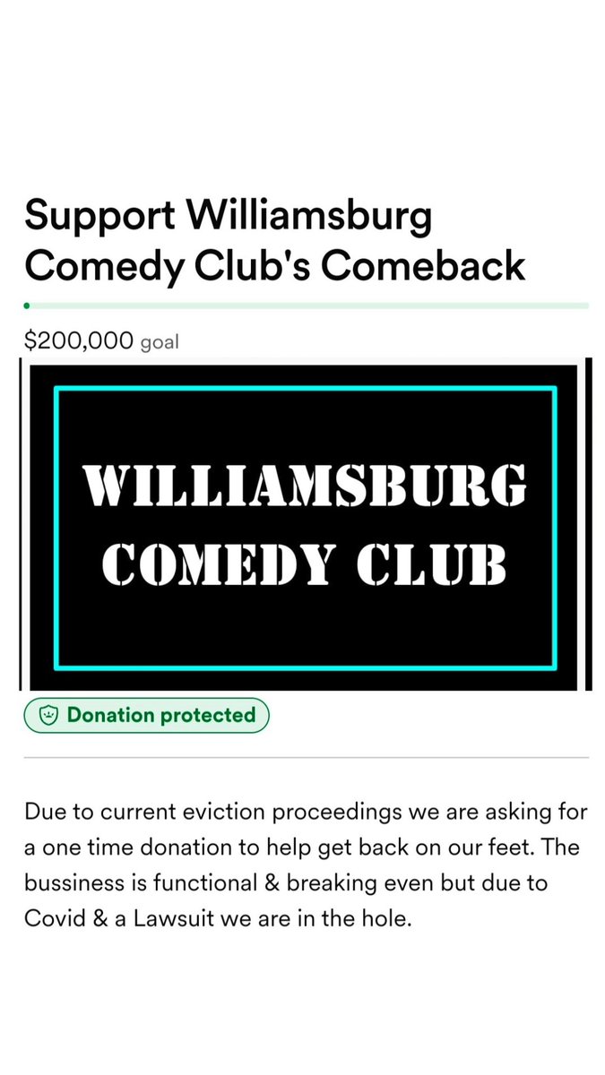 Unfortunately we had to start a gofundme for the club due to a lawsuit and the back covid rent. If you can like or share I would greatly appreciate it.  gofundme.com/f/Williamsburg…
