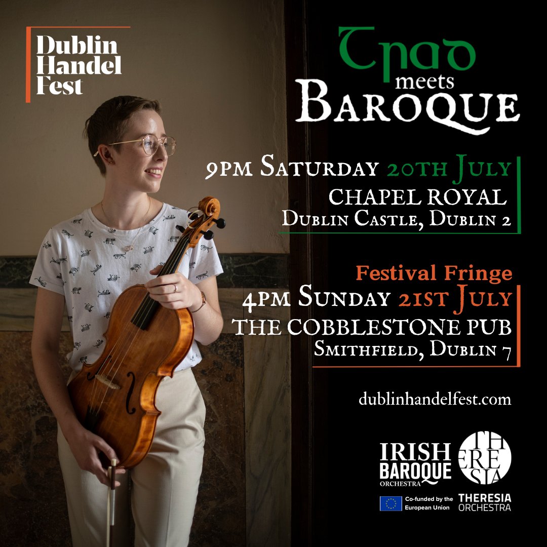 Theresia Ambassador Ciara Sudlow’s ‘Trad Meets Baroque’ is at the <a href="/dubhandelfest/">Dublin HandelFest</a> ! 🎻🎶 

Catch her on fiddle/viola: 
📅 July 20, 9pm @ Chapel Royal <a href="/dublincastleOPW/">Dublin Castle</a>
📅 July 21, 4pm <a href="/CobblestoneDub/">The Cobblestone 🎻</a>
With <a href="/XanderCello/">Xander Baker</a> &amp; Ellen Bolger on harpsichord.
🎟️dublinhandelfest.com/tradmeetsbaroq…