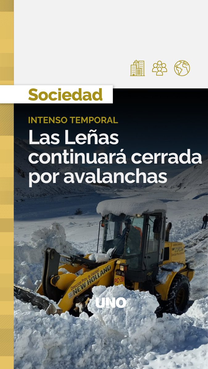diariouno's tweet image. AGUARDAN UNA TORMENTA DE ALTO IMPACTO
Las avalanchas fueron despejadas por personal, pero aún así, la gran cantidad de nieve acumulada y el peligro de nuevas avalanchas en la zona hacen imposible la transitabilidad de la ruta.
#Lasleñas #avalanchas #malargue #cierre