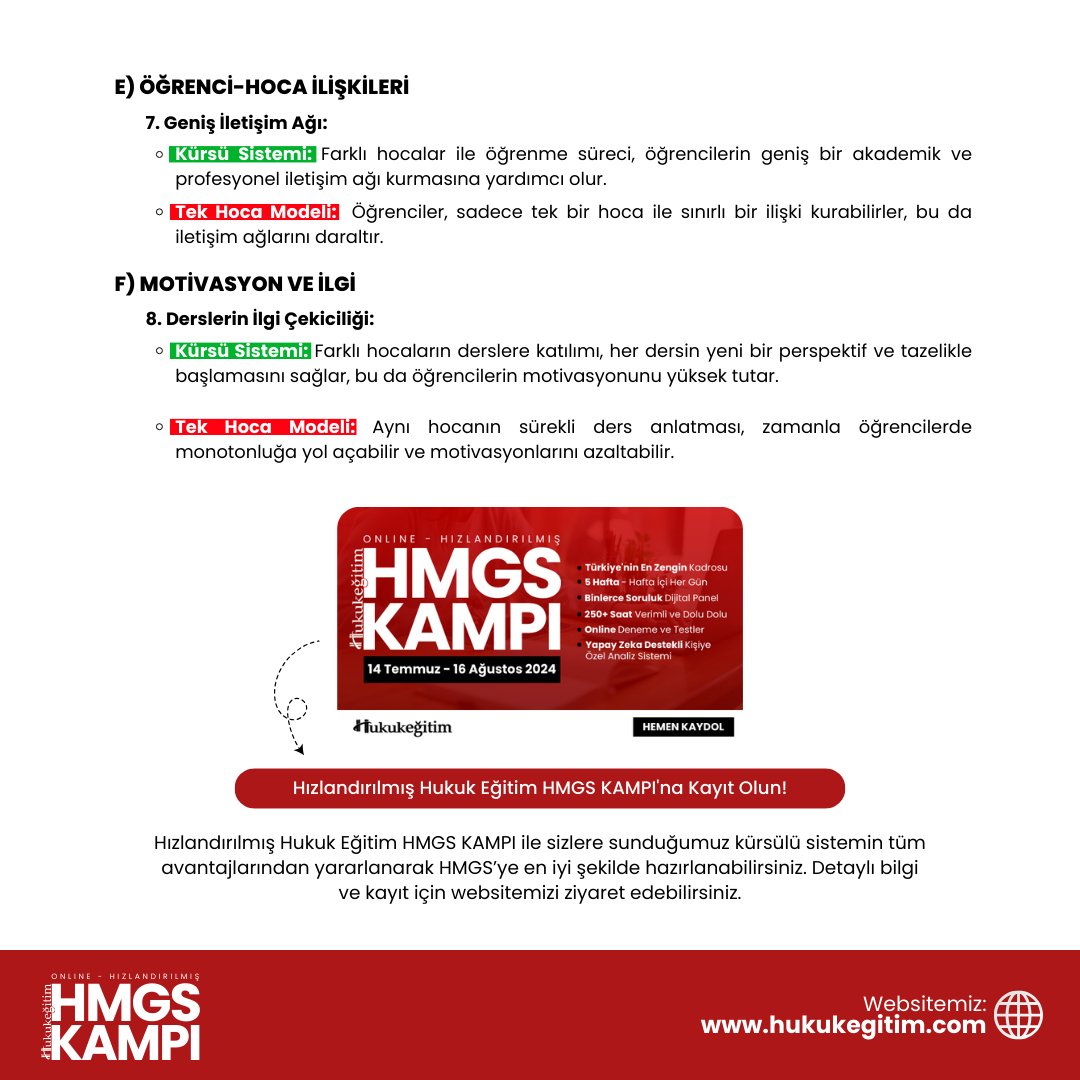 📌HMGS'ye Hazırlıkta Kürsülü Sistemin Tek Hoca Modeline Göre Avantajları

ℹ️ Hukuk Eğitim HMGS Kampı hakkında detaylı bilgi almak için: hukukegitim.com/urun.aspx?id=3…